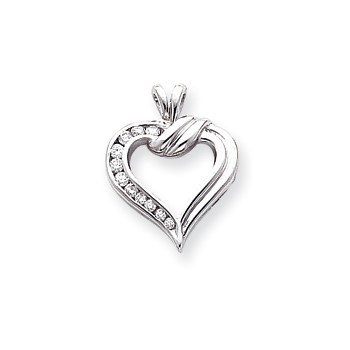 14k White Gold VS Diamond heart pendant