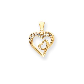 14k AA Diamond heart pendant