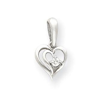 14k White Gold VS Diamond heart pendant