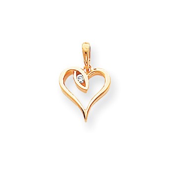 14k A Diamond heart pendant