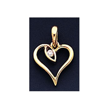 14k AAA Diamond heart pendant