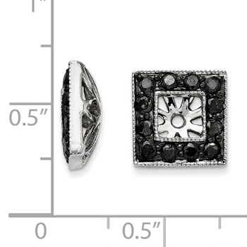 14K White Gold Black Diamond Square Jacket Earrings — alternate view