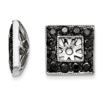 14K White Gold Black Diamond Square Jacket Earrings