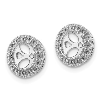 14k White Gold Diamond Circle Earring Jacket Mountings — alternate view