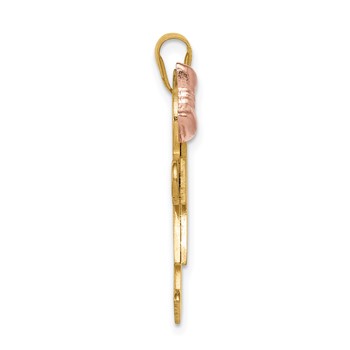 14k Tri-color The Kids Medium Girl on Left and Boy on Right Engravable Kiss Charm — alternate view