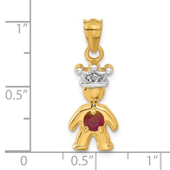14ky Diamond and Synthetic January Birthstone Boy Pendant — alternate view
