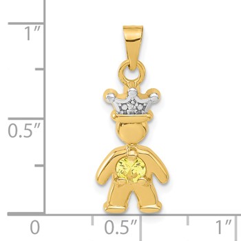 14ky w/ White Rhodium Diamond & Synthetic November Boy Pendant — alternate view