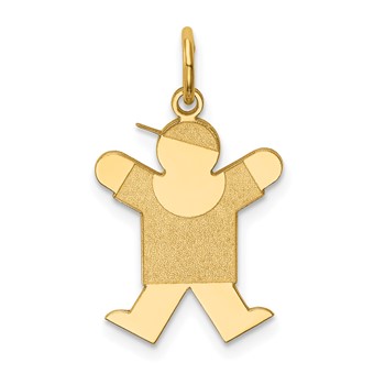 14k The Kids Small Boy with Hat Engravable Joy Charm