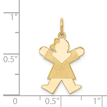 14k The Kids Small Girl with Bow Engravable Joy Charm — alternate view