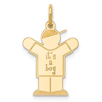14k The Kids Small It's a Boy Engravable Love Charm