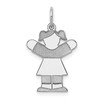 14k White Gold The Kids Small Girl with Ponytails Engravable Love Charm