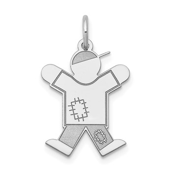 14k White Gold The Kids Small Patches Boy Engravable Joy Charm
