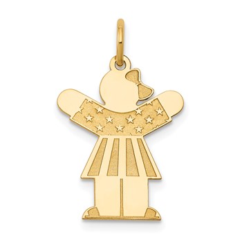 14k The Kids Small Stars and Stripes Girl Engravable Love Charm