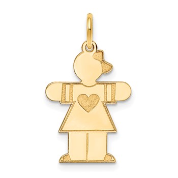 14k The Kids Small Heart Dress Girl Engravable Hugs Charm