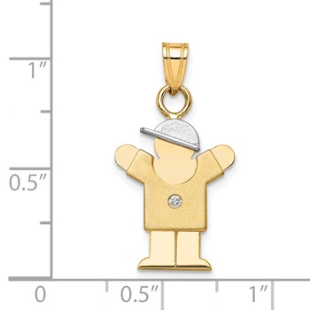 14k Two-tone The Kids Small Boy with Hat on Right AA Diamond Love Pendant — alternate view