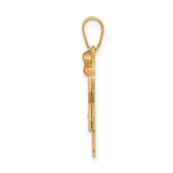 14k Two-tone The Kids Small Girl with Bow on Left AAA Diamond Love Pendant — alternate view