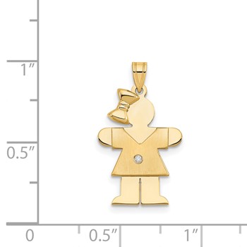 14k The Kids Small Girl with Bow on Left AA Diamond Hugs Pendant — alternate view