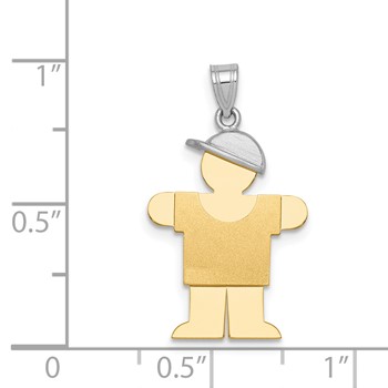 14k Two-tone The Kids Small Boy with Hat on Right Engravable Hugs Charm — alternate view