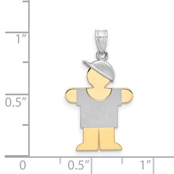 14k Two-tone The Kids Small Boy with Hat on Right Engravable Hugs Charm — alternate view