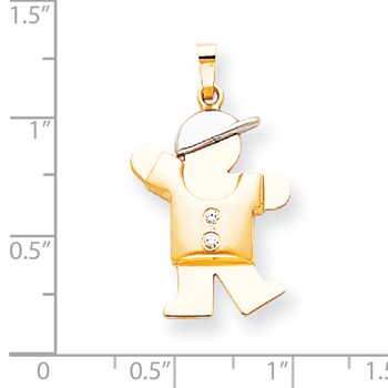 14k Two-tone AA Diamond kid pendant — alternate view