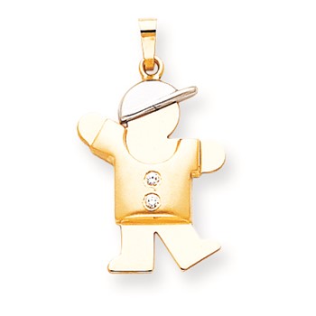 14k Two-tone AA Diamond kid pendant