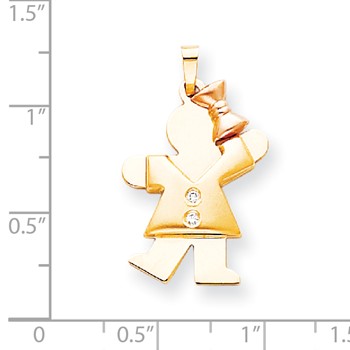 14k Two-tone VS Diamond kid pendant — alternate view