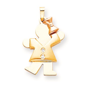 14k Two-tone AAA Diamond kid pendant