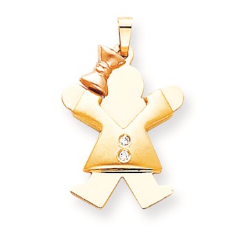 14k Two-tone AAA Diamond kid pendant