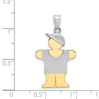 14k Two-tone The Kids Medium Boy with Hat on Right Engravable Hugs Charm — alternate view