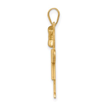 14k The Kids Solid Engravable Medium Girl with Bow on Left Hugs Charm — alternate view