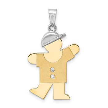 14k Two-tone AA Diamond Kid Pendant
