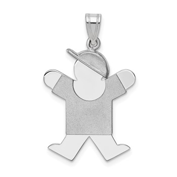 14k White Gold The Kids Medium Boy with Hat on Right Engravable Joy Charm