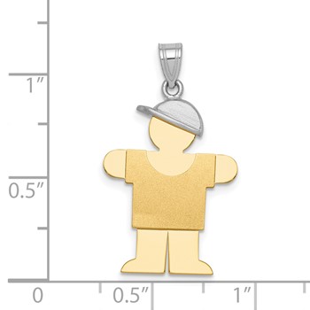 14k Two-tone The Kids Medium Boy with Hat on Right Engravable Hugs Charm — alternate view