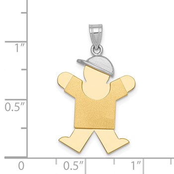 14k Two-tone The Kids Medium Boy with Hat on Right Engravable Joy Charm — alternate view