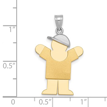 14k Two-tone The Kids Medium Boy with Hat on Right Engravable Love Charm — alternate view