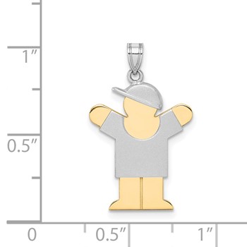 14k Two-tone The Kids Small Boy with Hat on Right Engravable Love Charm — alternate view