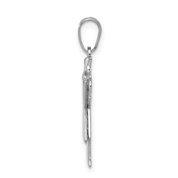 14k White Gold The Kids Small Girl with Ruffles and Bow on Right Engravable Love Charm — alternate view