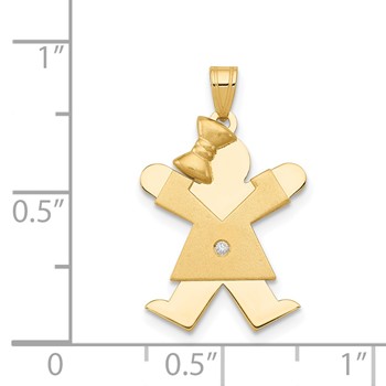 14k The Kids Small Girl with Bow on Left AA Diamond Joy Pendant — alternate view