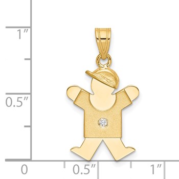 14k The Kids Small Boy with Hat on Right VS Diamond Joy Pendant — alternate view