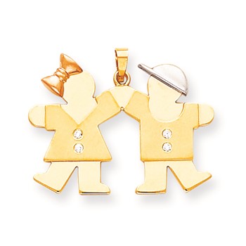 14k Tri-Color AAA Diamond kid pendant