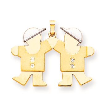 14k Two-tone A Diamond kid pendant