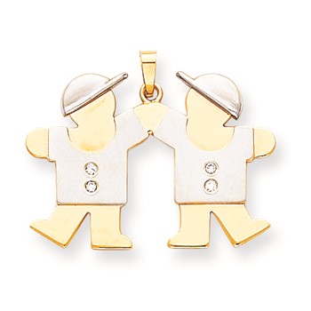14k Two-tone AAA Diamond kid pendant