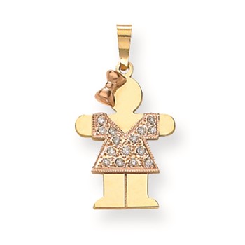 14k Two-tone A Diamond kid pendant