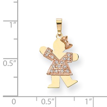 14k Two-tone AAA Diamond kid pendant — alternate view