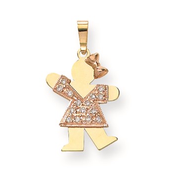 14k Two-tone AAA Diamond kid pendant