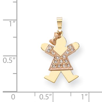 14k Two-tone VS Diamond kid pendant — alternate view