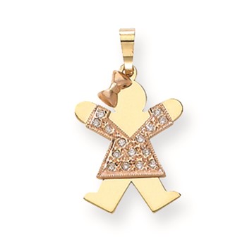 14k Two-tone VS Diamond kid pendant