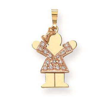 14k Two-tone AAA Diamond kid pendant