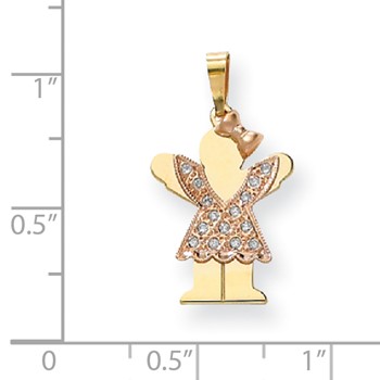 14k Two-tone AAA Diamond kid pendant — alternate view