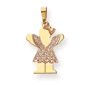 14k Two-tone VS Diamond kid pendant